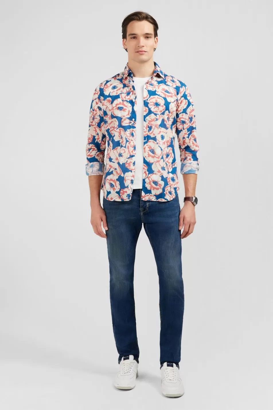 Shirts | Eden Park Cotton Voile Shirt With Large Flower Print