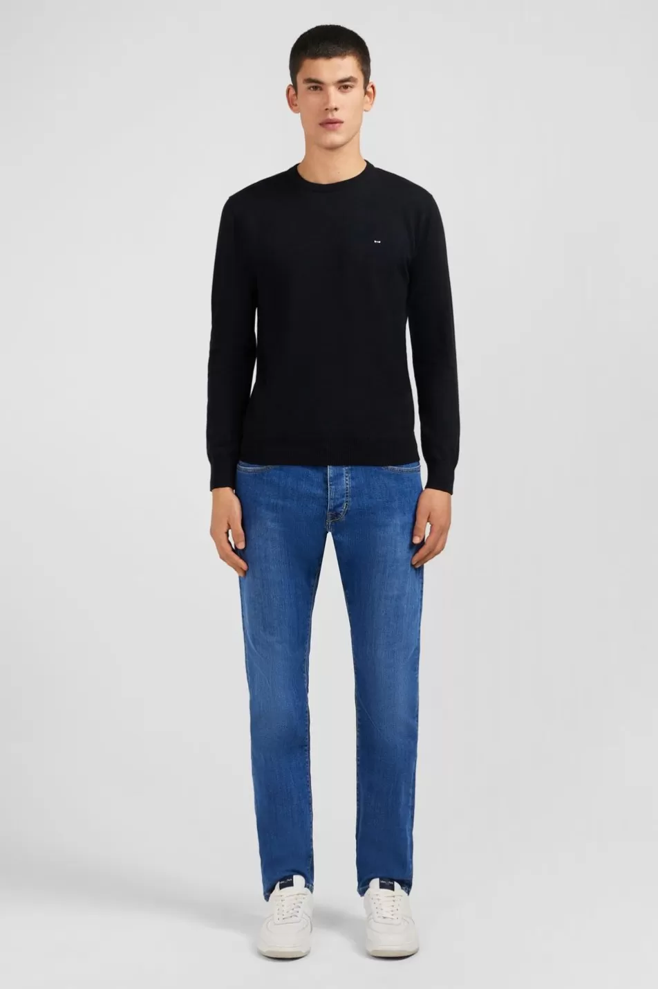 Sweaters | Eden Park Crew Black Cotton Jumper