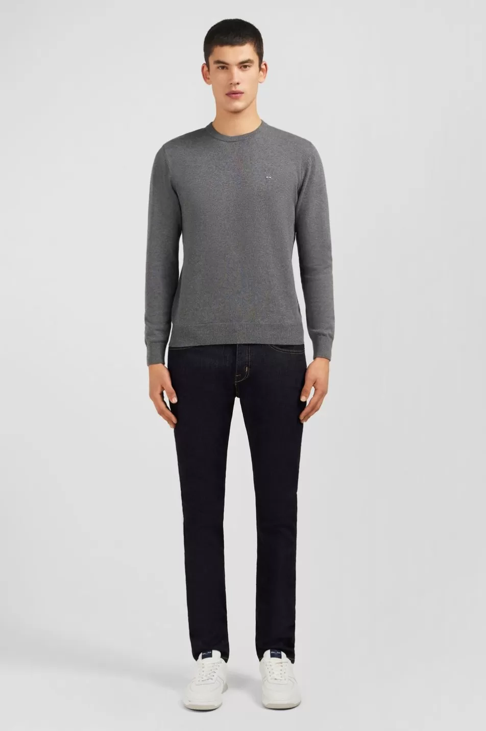 Sweaters | Eden Park Crew Grey Cotton Jumper