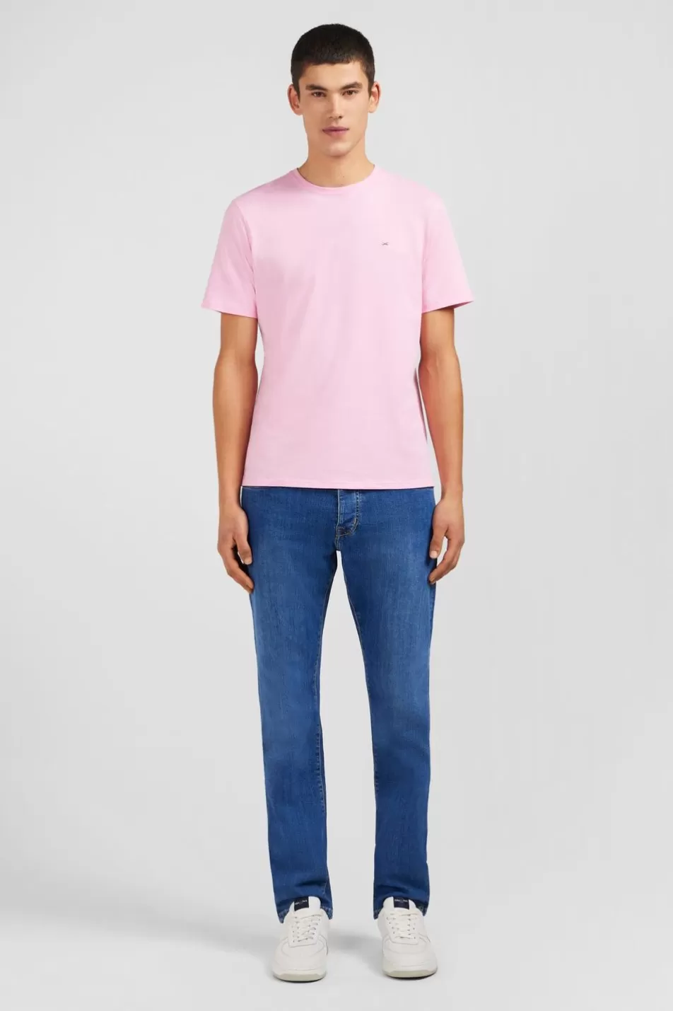 T-Shirts | Eden Park Crew Neck Pink Pima Cotton T-Shirt