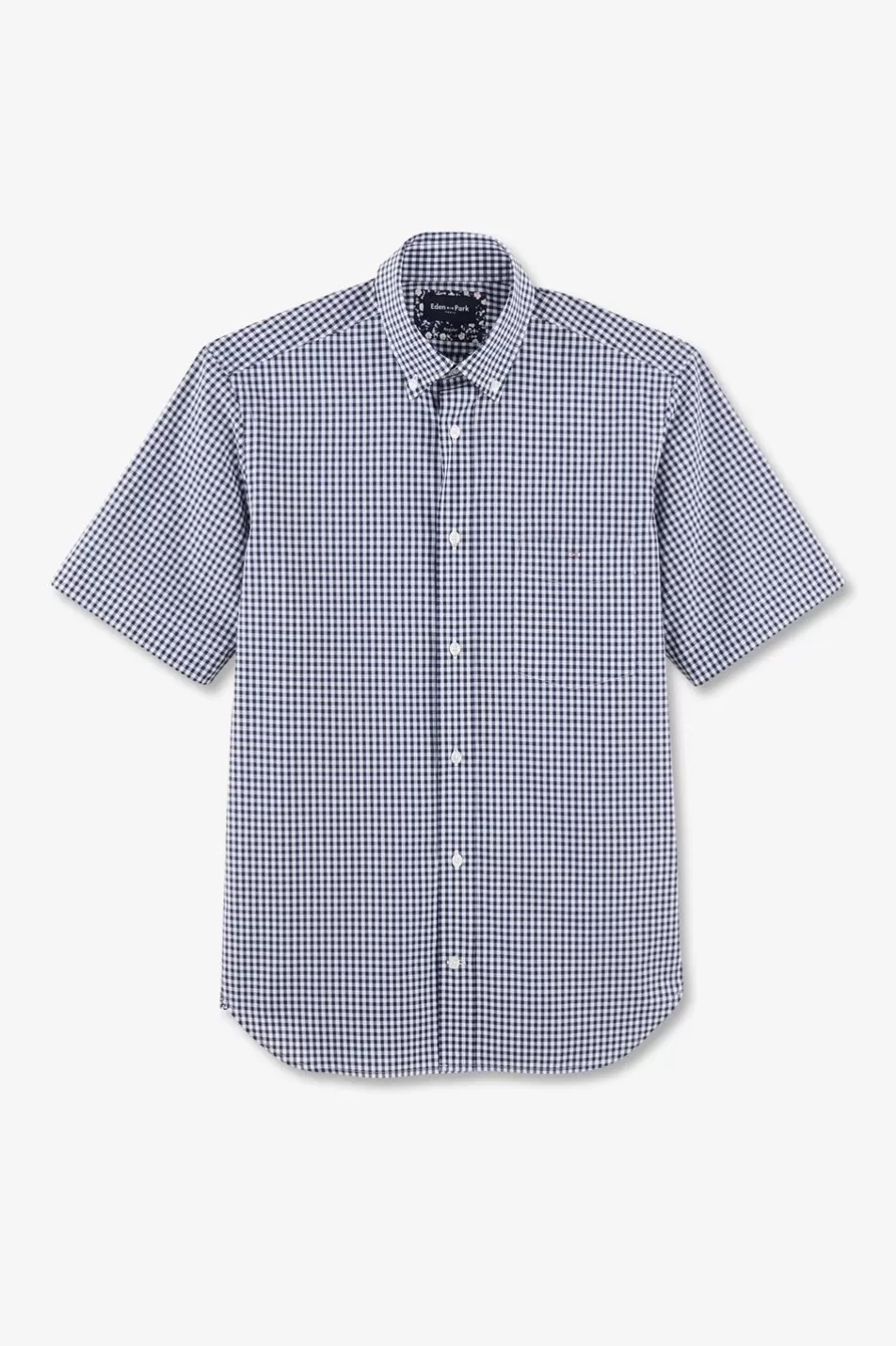 Short-Sleeved Shirts | Eden Park Dark Blue Checked Blouse