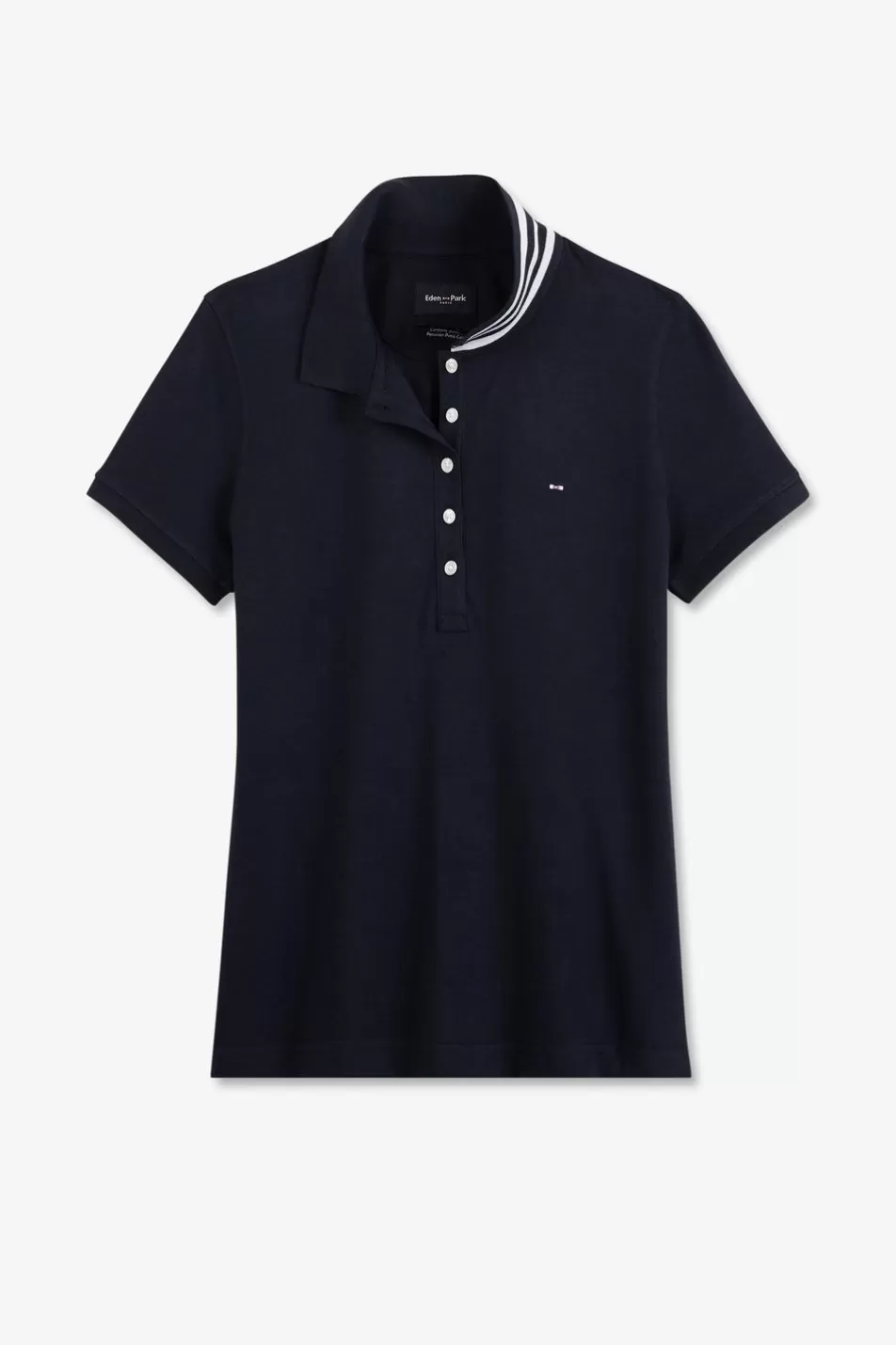 Polos | Eden Park Dark Blue Cotton Pima Short-Sleeved Polo Shirt