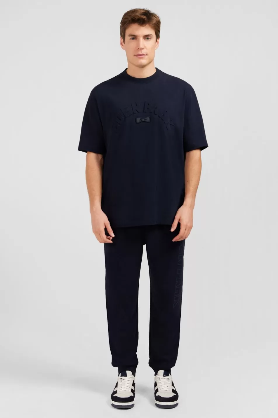 T-Shirts | Eden Park Dark Blue Embossed T-Shirt