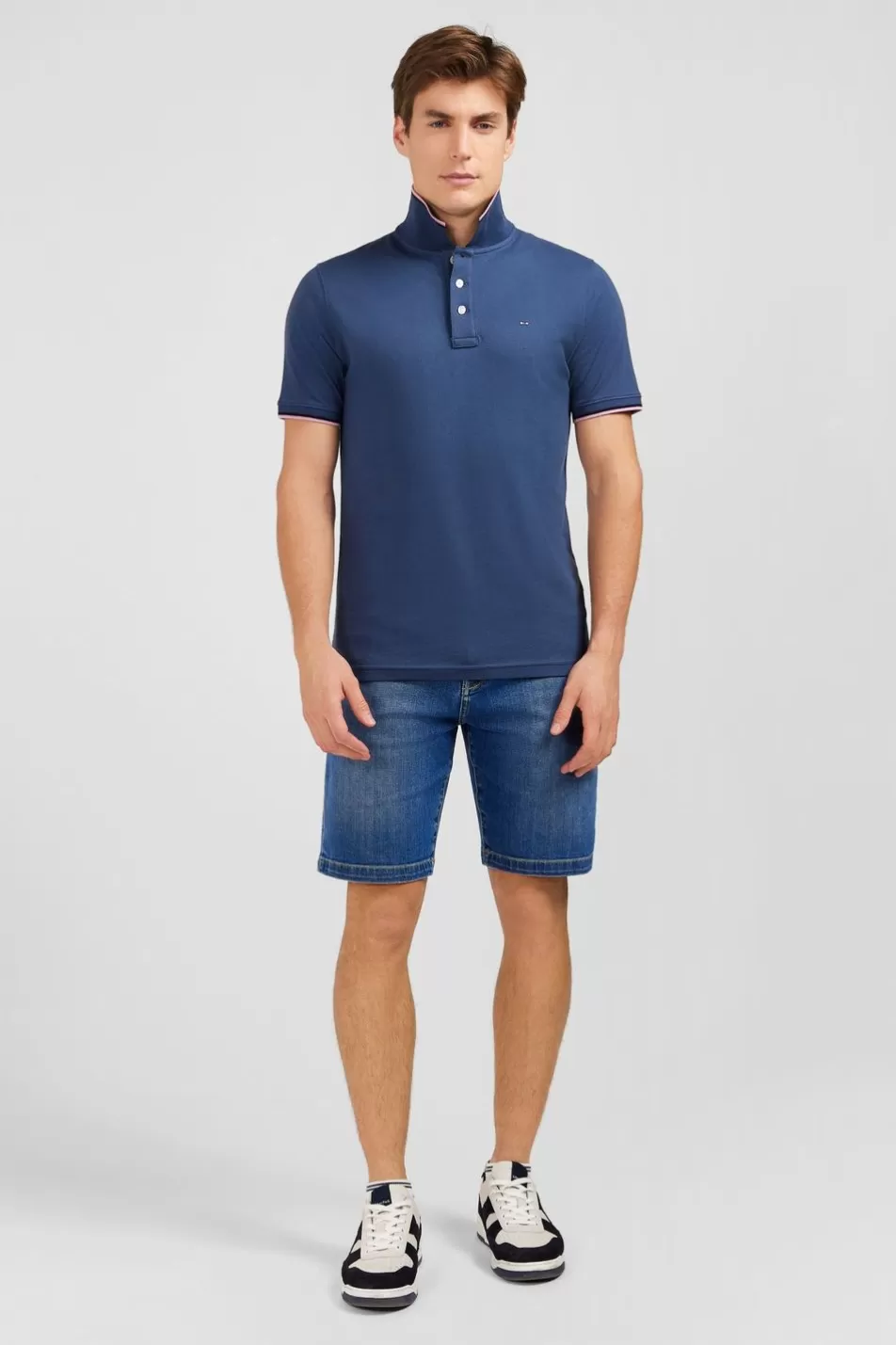 Polos | Eden Park Dark Blue Pique Polo Shirt In Pima Cotton