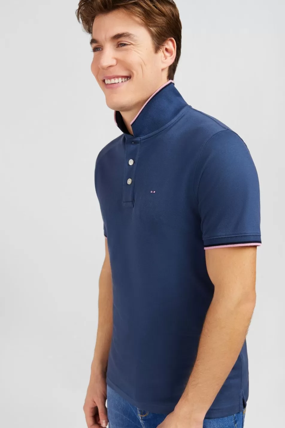 Polos | Eden Park Dark Blue Pique Polo Shirt In Pima Cotton