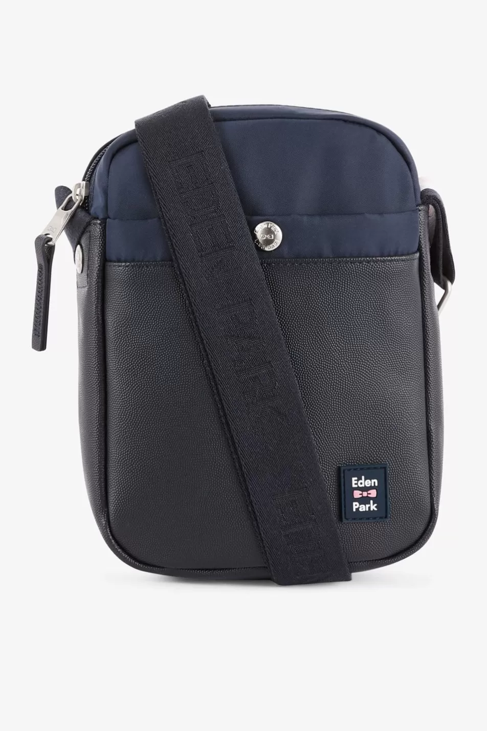 Bags | Eden Park Dark Blue Rectangular Messenger Bag With Grained Leather Effect