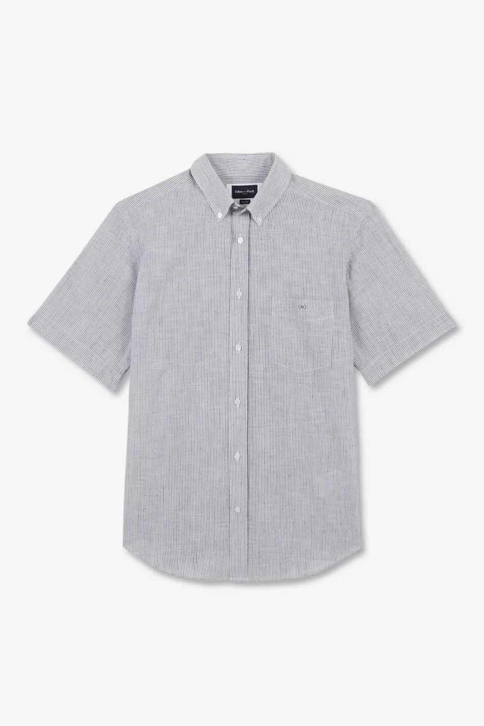 Short-Sleeved Shirts | Eden Park Dark Blue Striped Shirt In Cotton Dobby