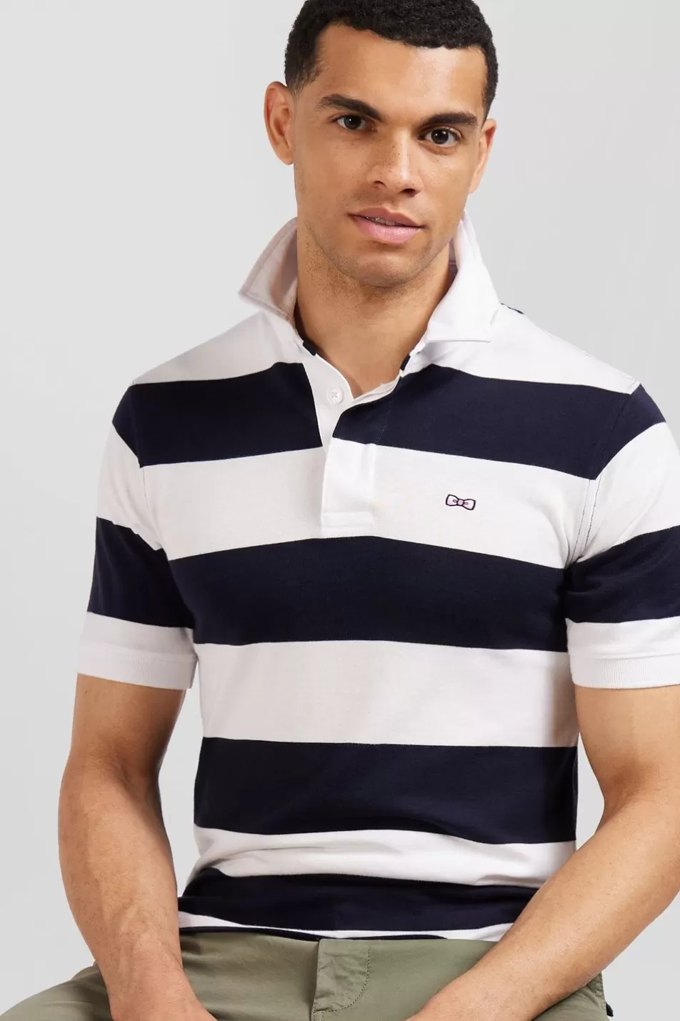 Rugby Shirts | Eden Park Dark Blue Striped Short-Sleeved Rugby Shirt