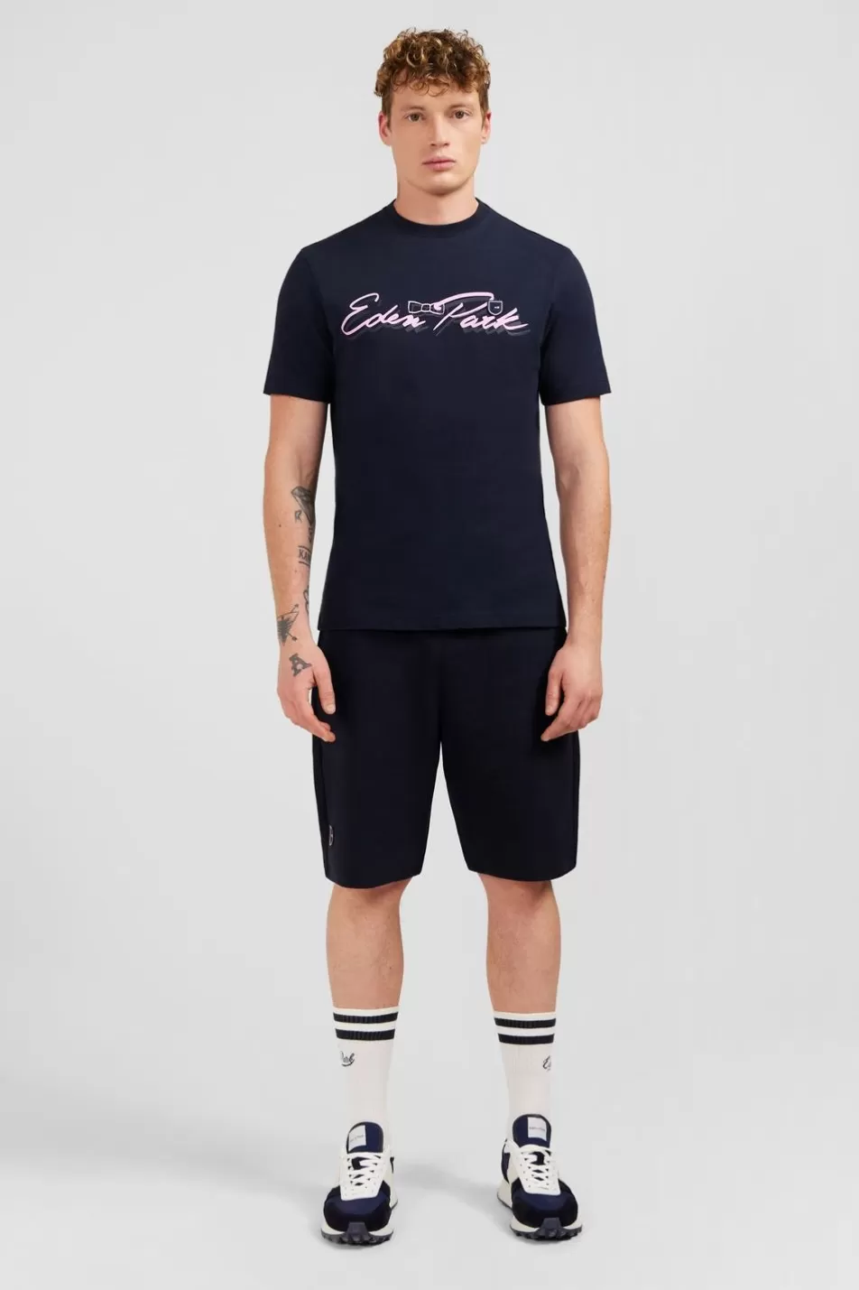 T-Shirts | Eden Park Dark Blue T-Shirt With Double Lettering