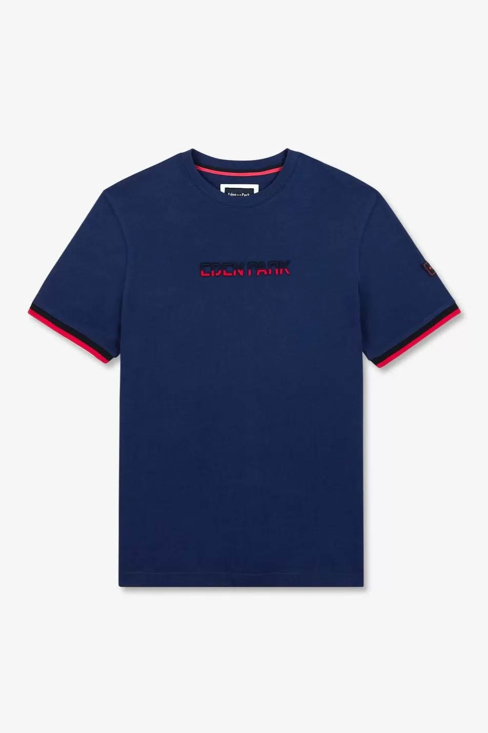 T-Shirts | Eden Park Dark Blue T-Shirt With Two-Tone Embroidery