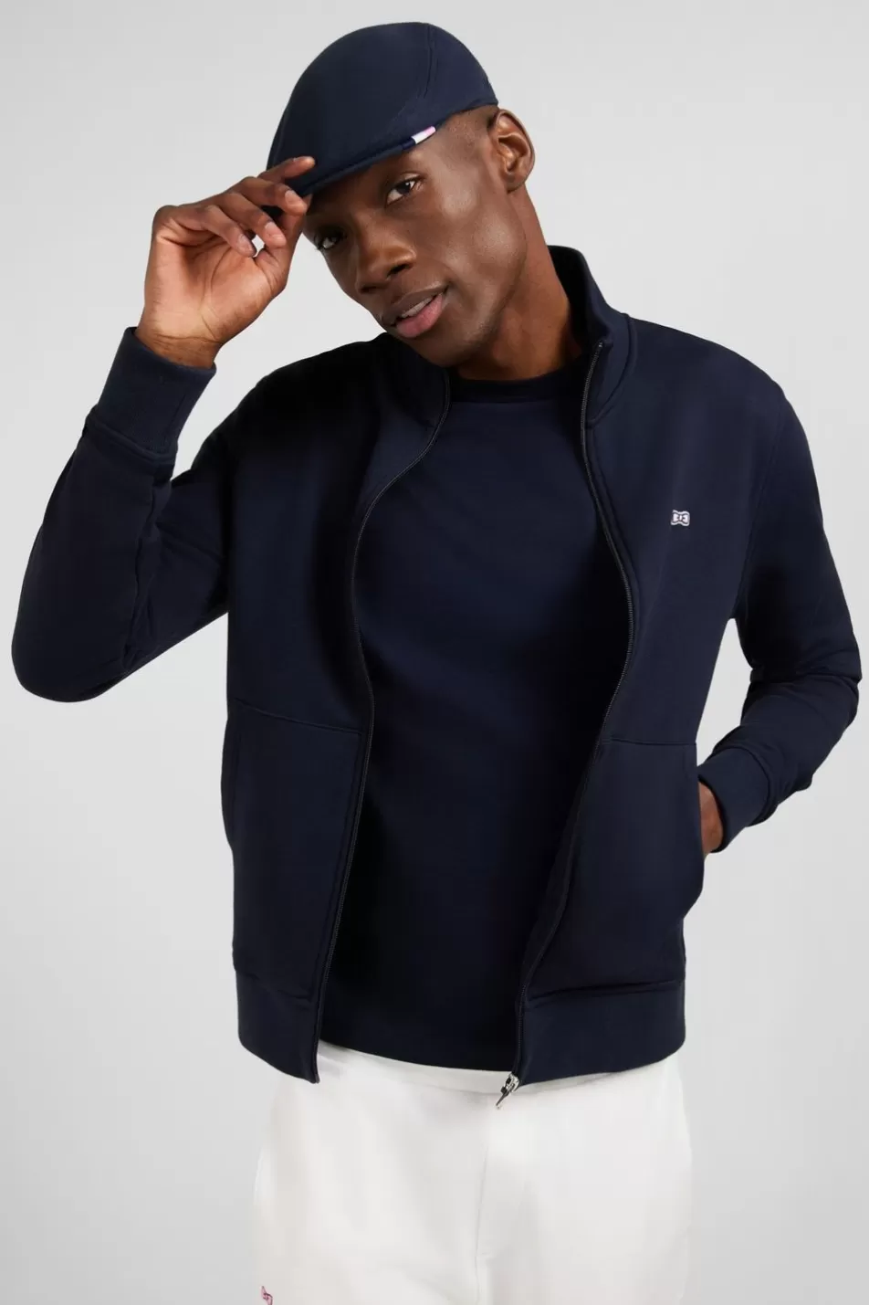 Sweatshirts | Eden Park Dark Blue Zipped Sweatshirt With Stand-Up Collar