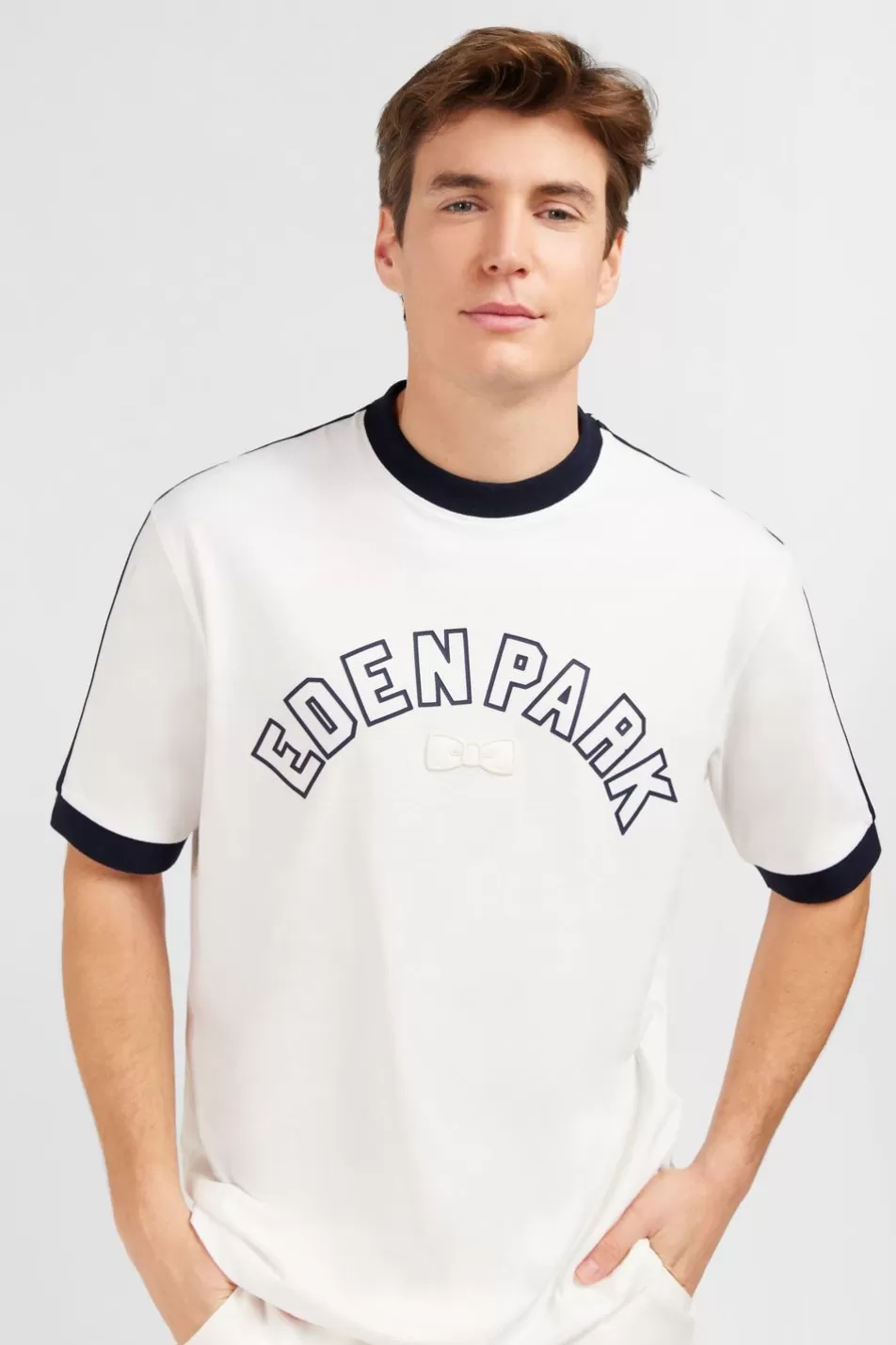 T-Shirts | Eden Park Ecru T-Shirt With Inscription