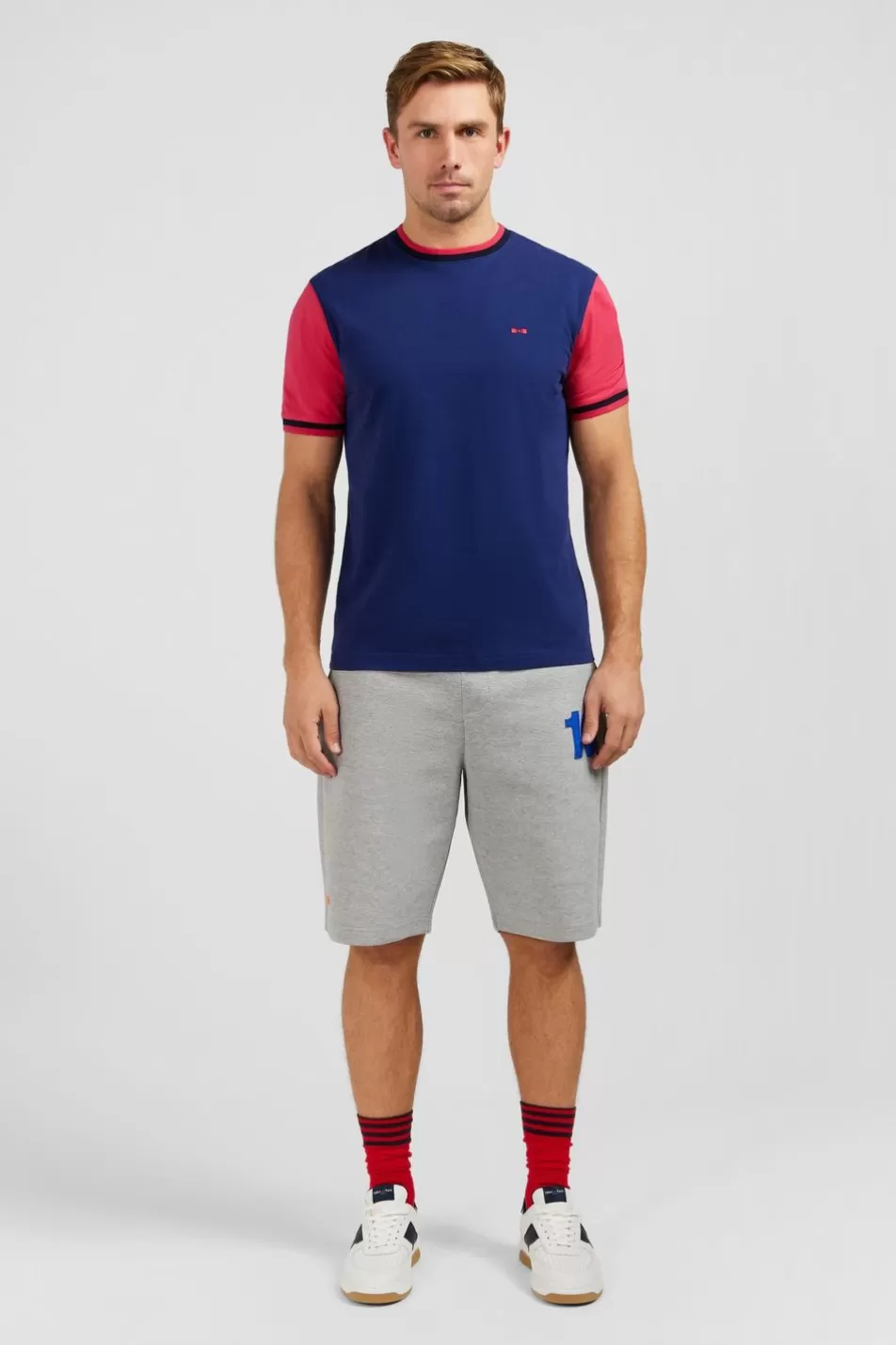 T-Shirts | Eden Park French Flair Dark Blue Colour-Block T-Shirt