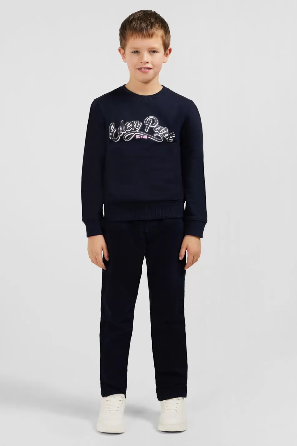 Children | Eden Park Screen-Printed Round Neck Sweatshirt In Cotton Fleece