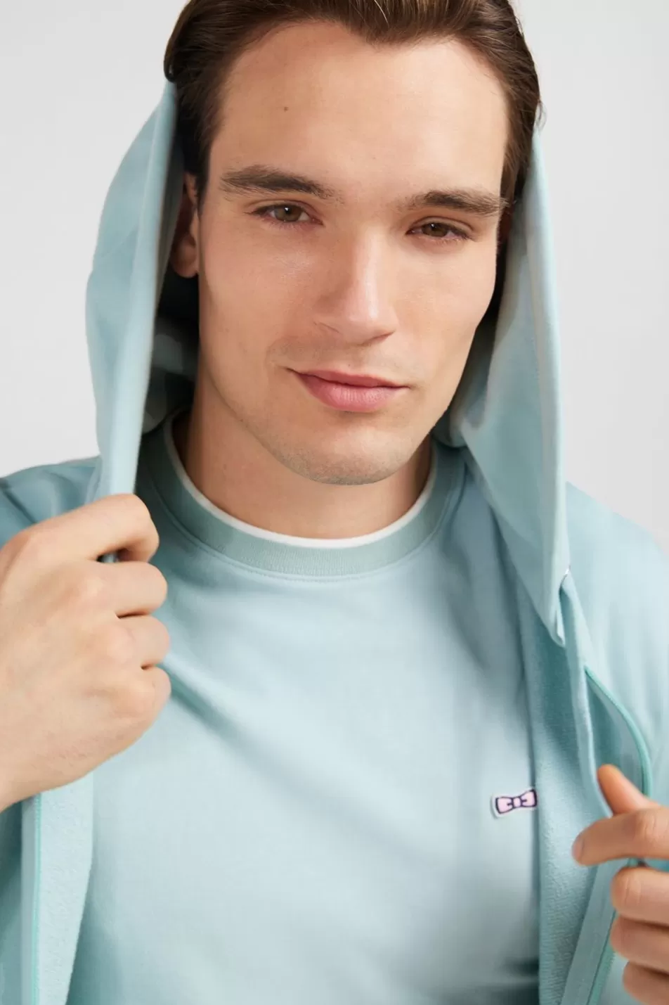 Sweatshirts | Eden Park Green Fleece Zipped Hoodie With Bow Tie Embroidery