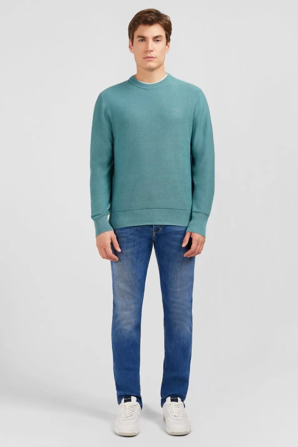 Sweaters | Eden Park Green Jumper In A Linen Blend