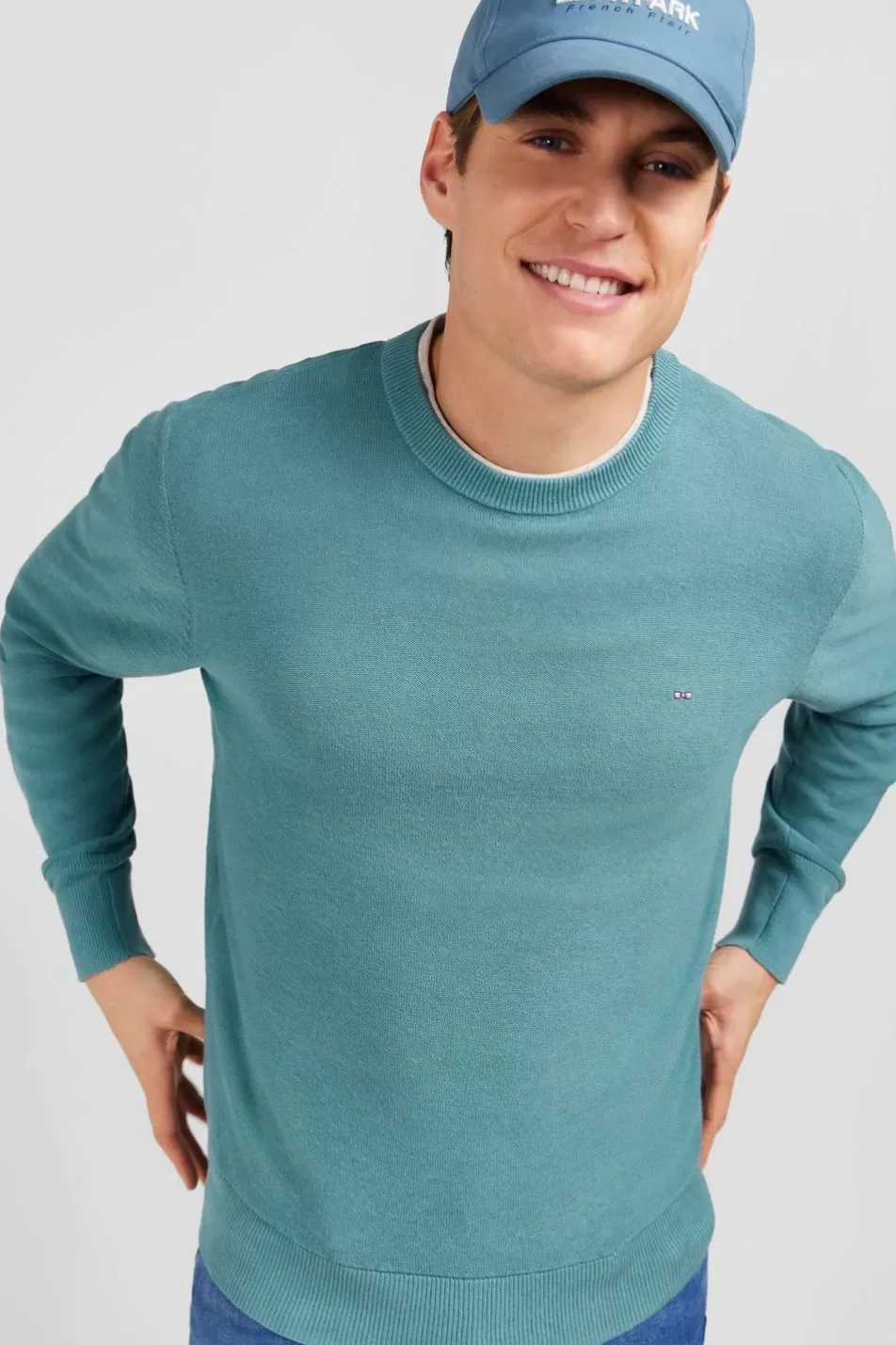 Sweaters | Eden Park Green Jumper In A Linen Blend