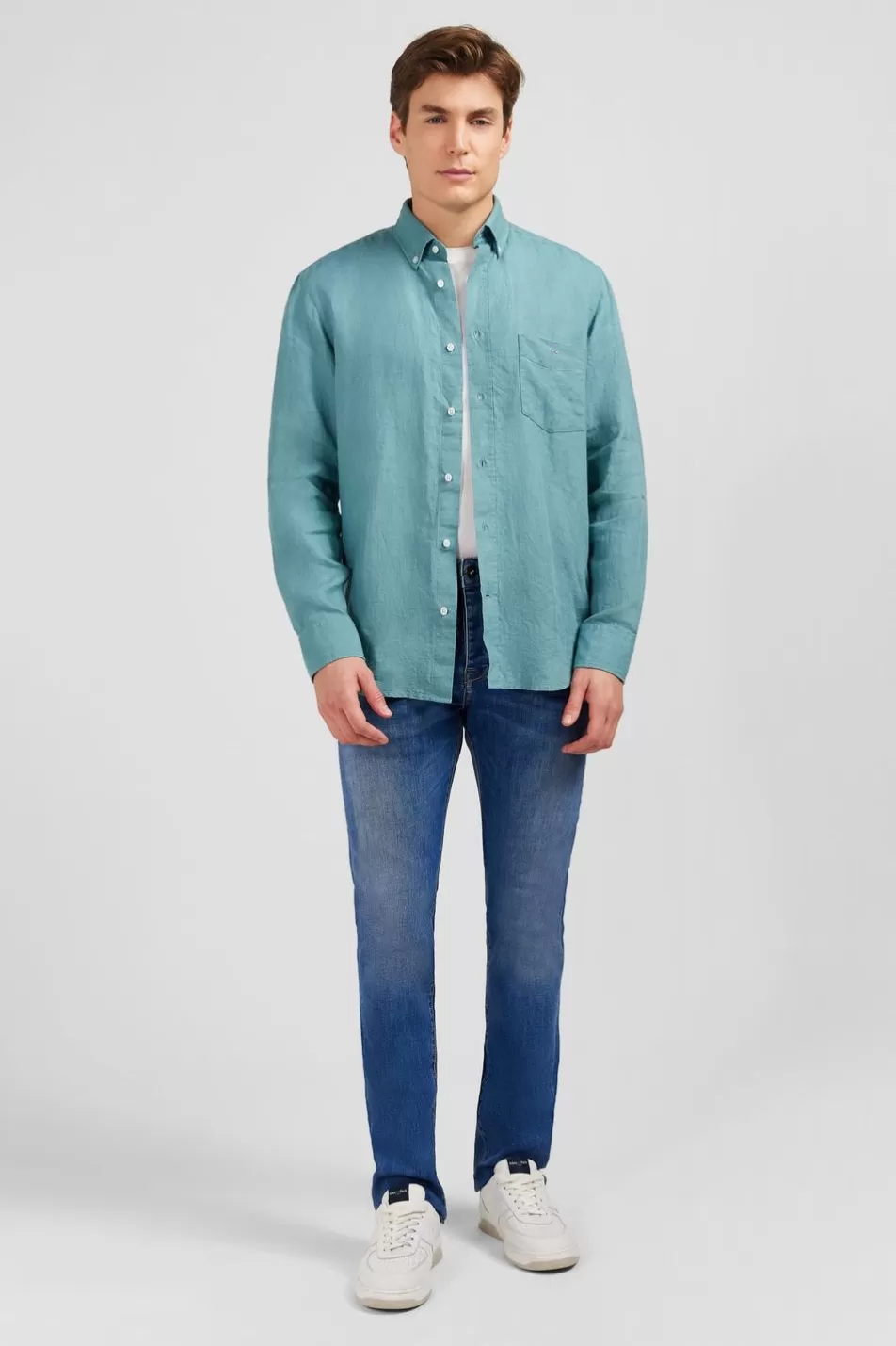 Shirts | Eden Park Green Linen Shirt