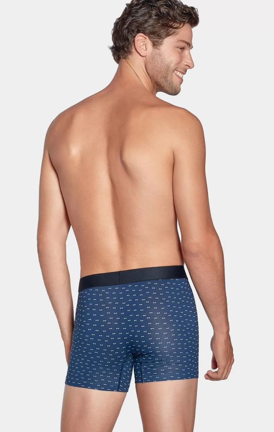 Underwear | Eden Park Grey And Pink Boxers In Stretch Cotton With Bow Tie Micro-Pattern