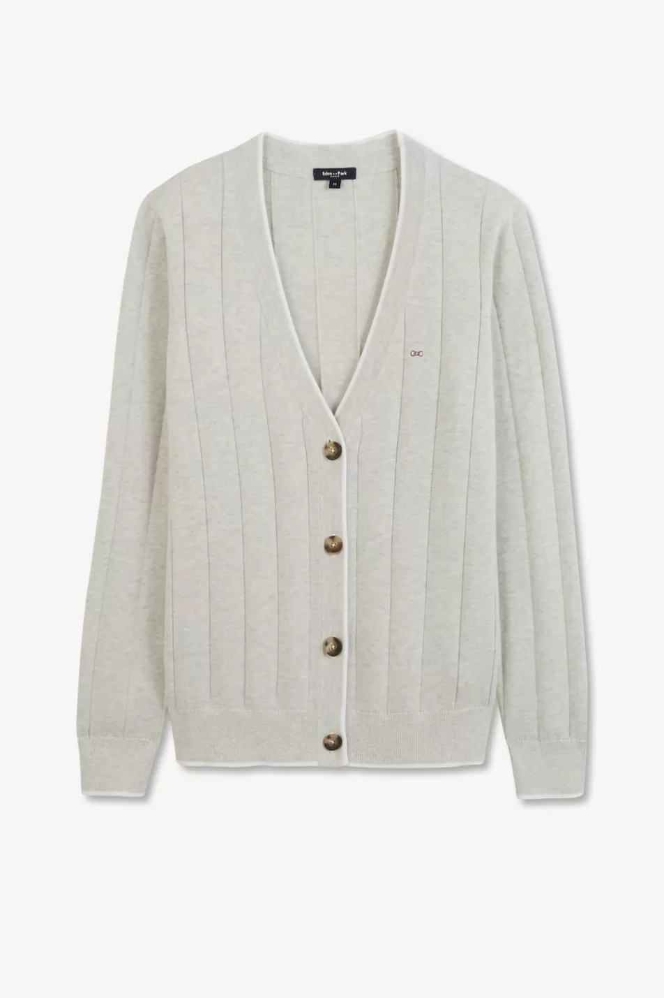 Cardigans | Eden Park Grey Buttoned Cardigan In Knitwear