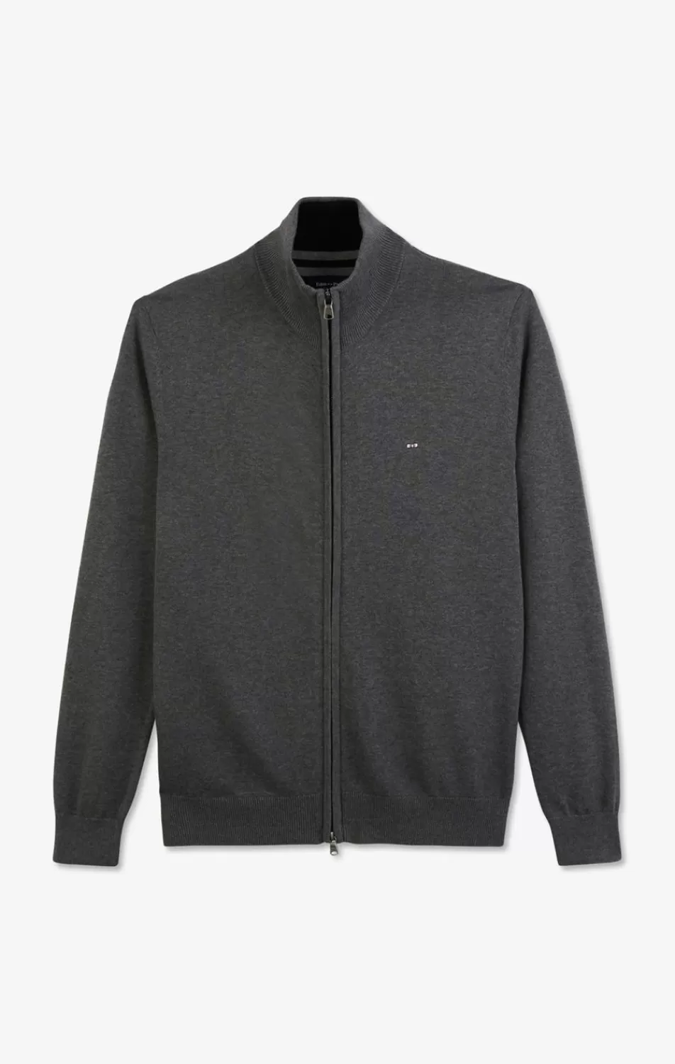 Cardigans | Eden Park Grey Cotton Cardigan With Zipper