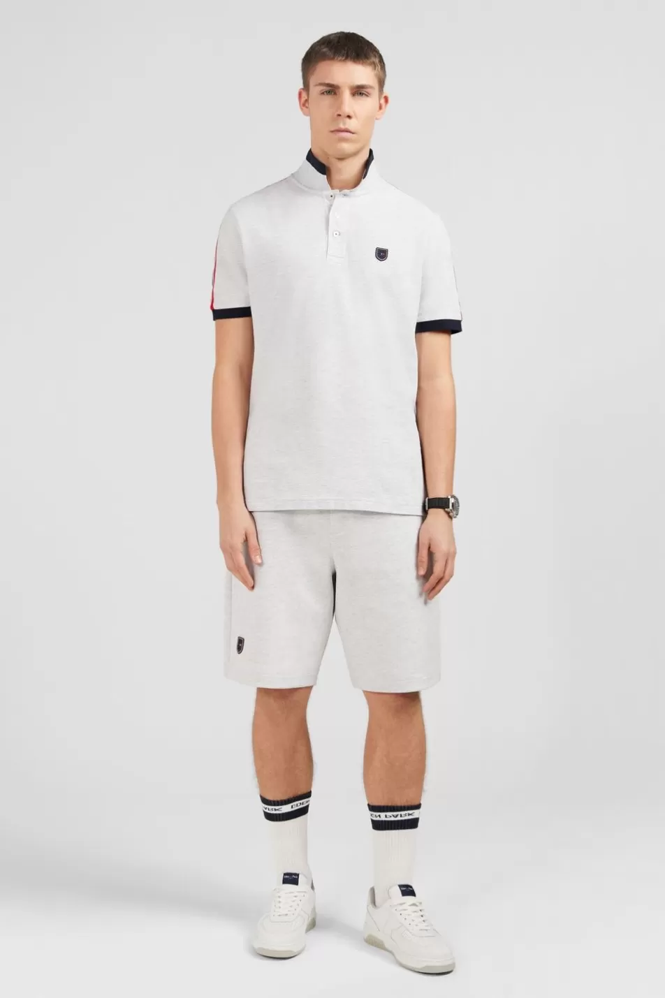 Polos | Eden Park Grey Marled Short-Sleeved Polo Shirt