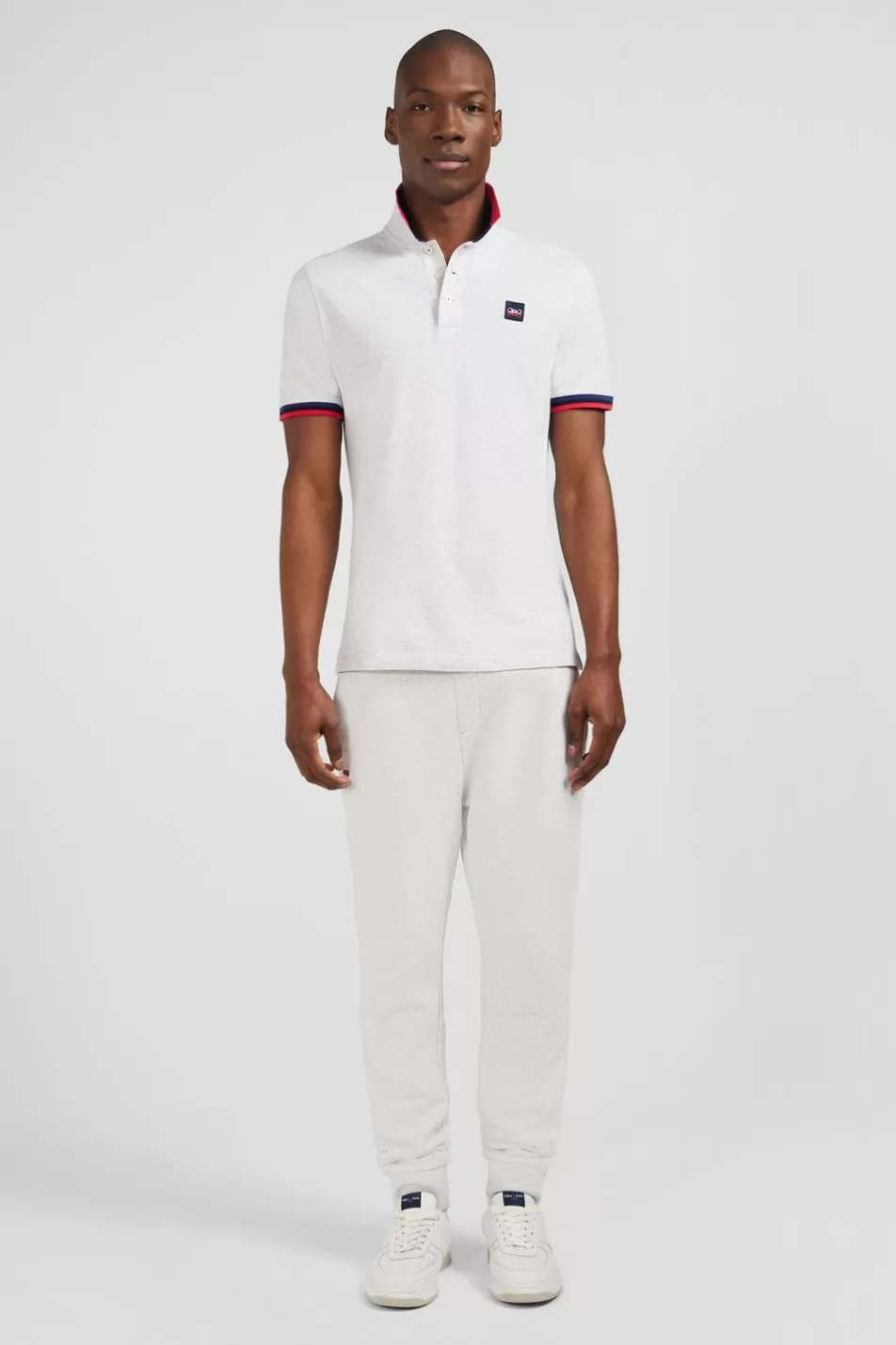 Polos | Eden Park Grey Polo Shirt With Tricolour Details