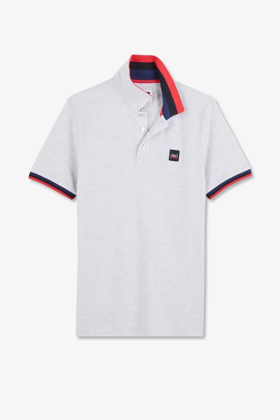 Polos | Eden Park Grey Polo Shirt With Tricolour Details