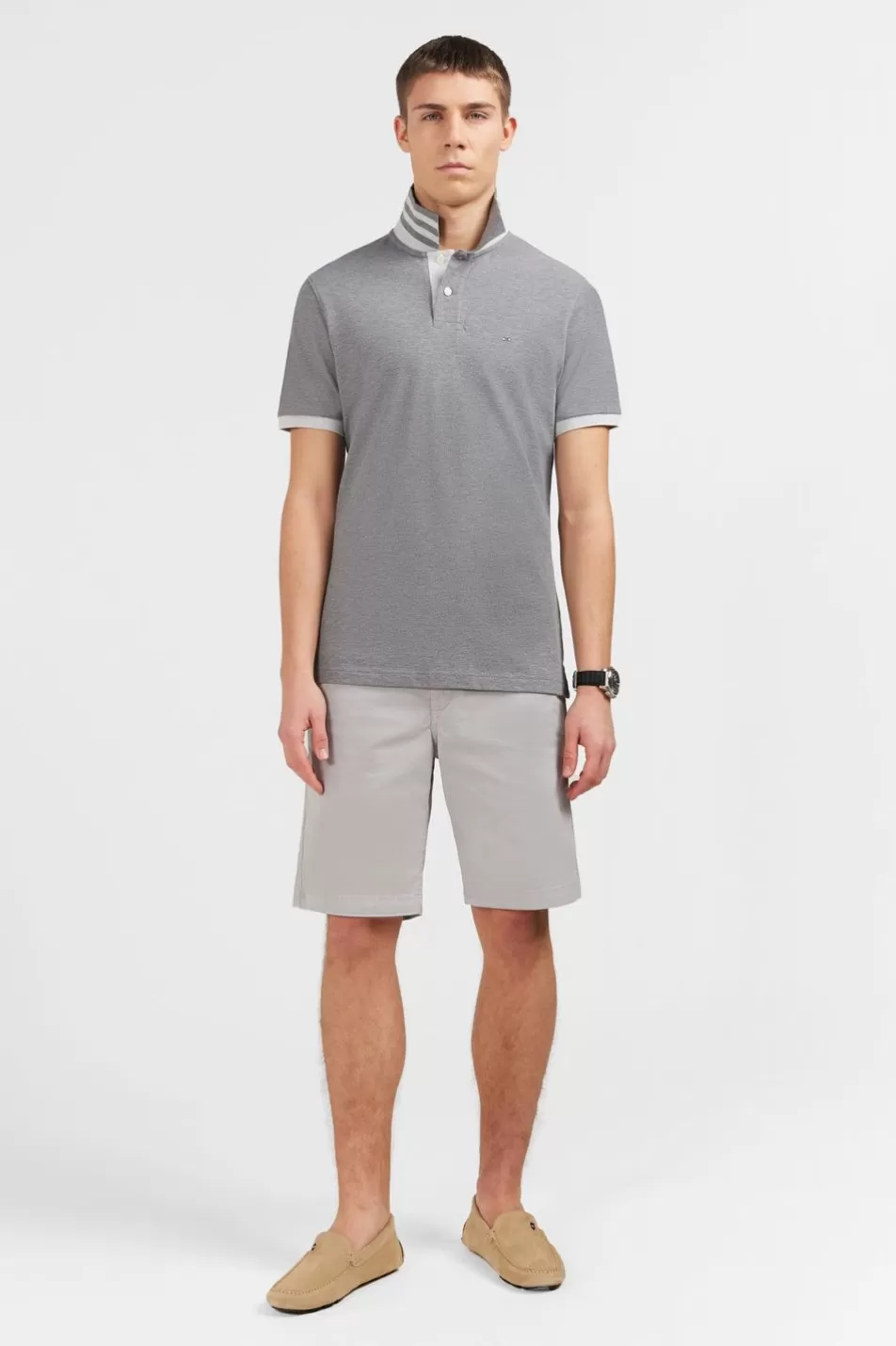 Polos | Eden Park Grey Short-Sleeved Polo Shirt