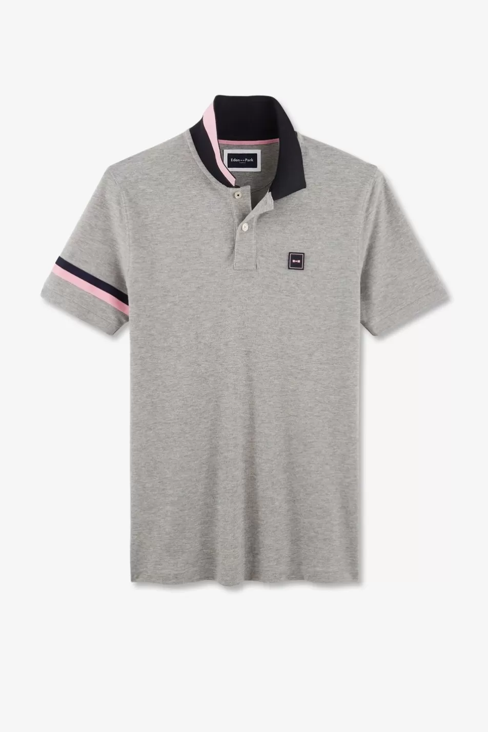 Polos | Eden Park Grey Short-Sleeved Polo Shirt