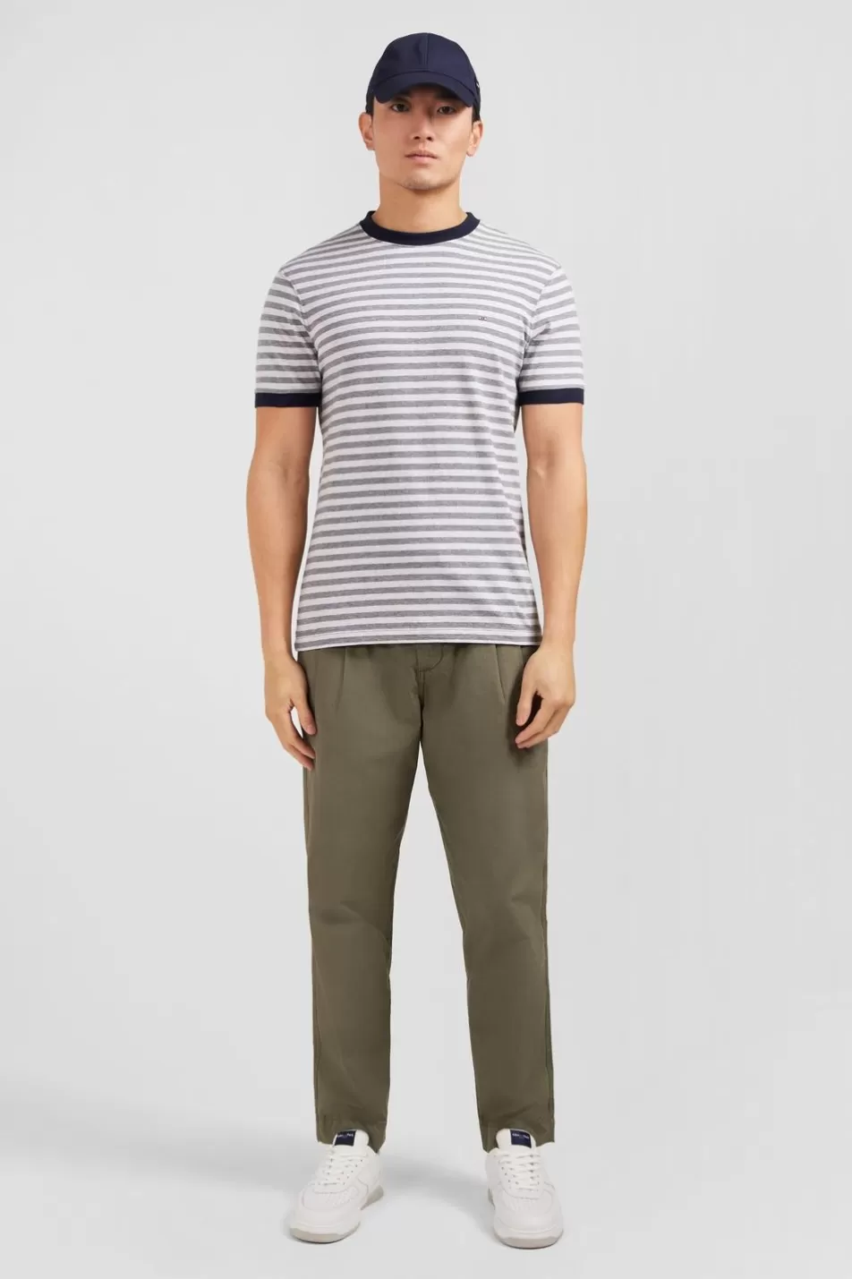 T-Shirts | Eden Park Grey Short-Sleeved Striped T-Shirt