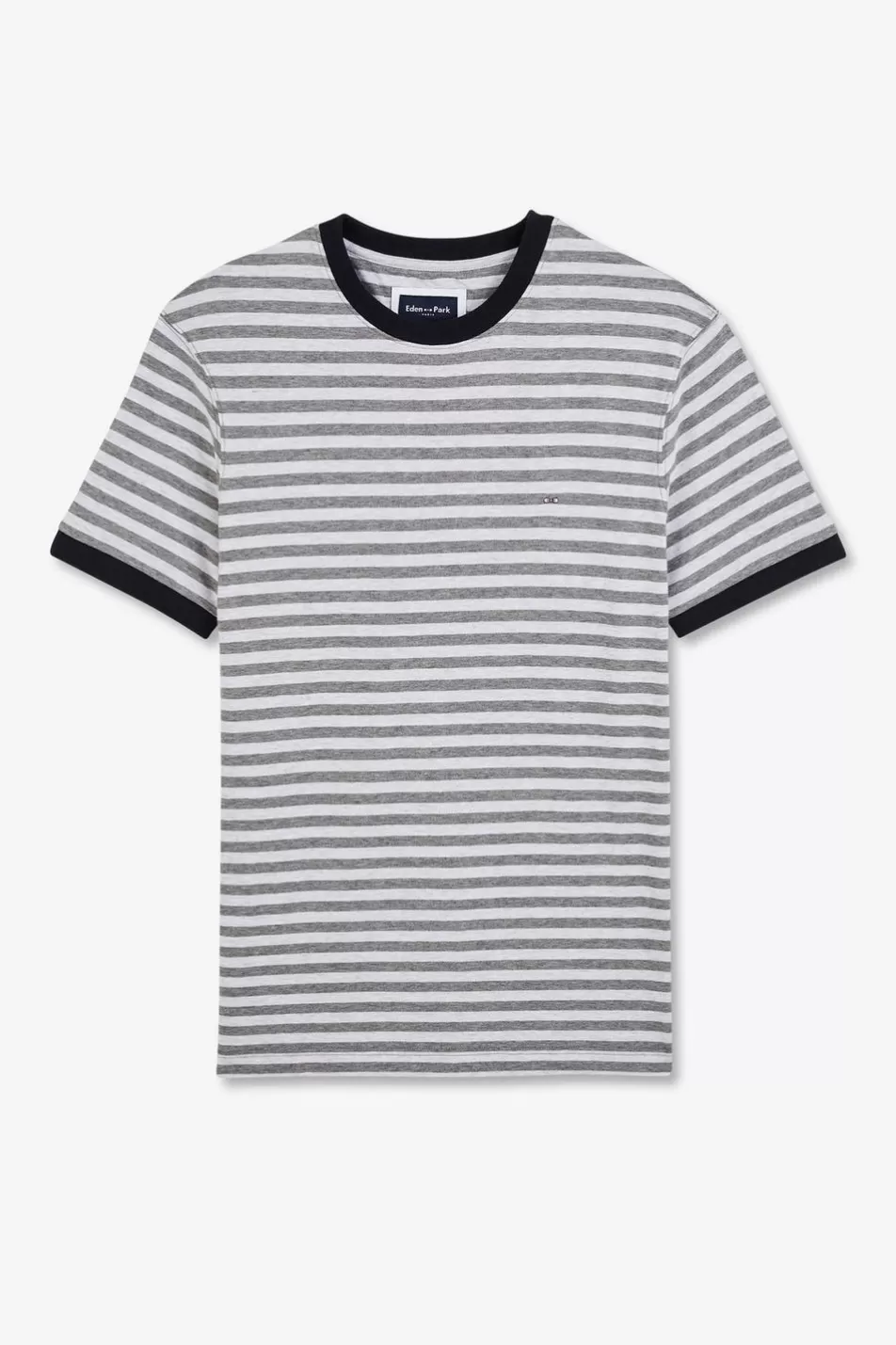 T-Shirts | Eden Park Grey Short-Sleeved Striped T-Shirt