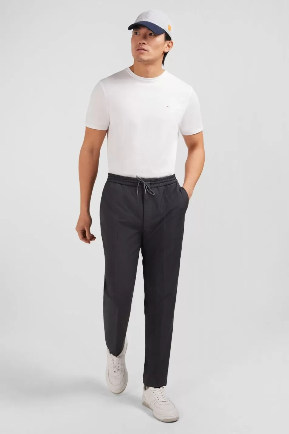 Pants | Eden Park Grey Trousers With Elasticated Waist