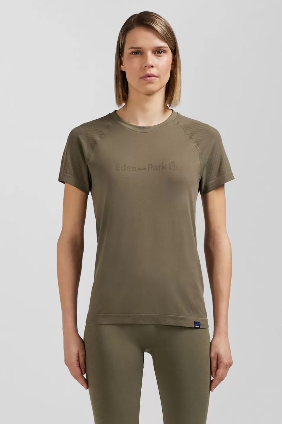 T-Shirts | Eden Park Khaki Green Short-Sleeved Sports T-Shirt With Striped Details