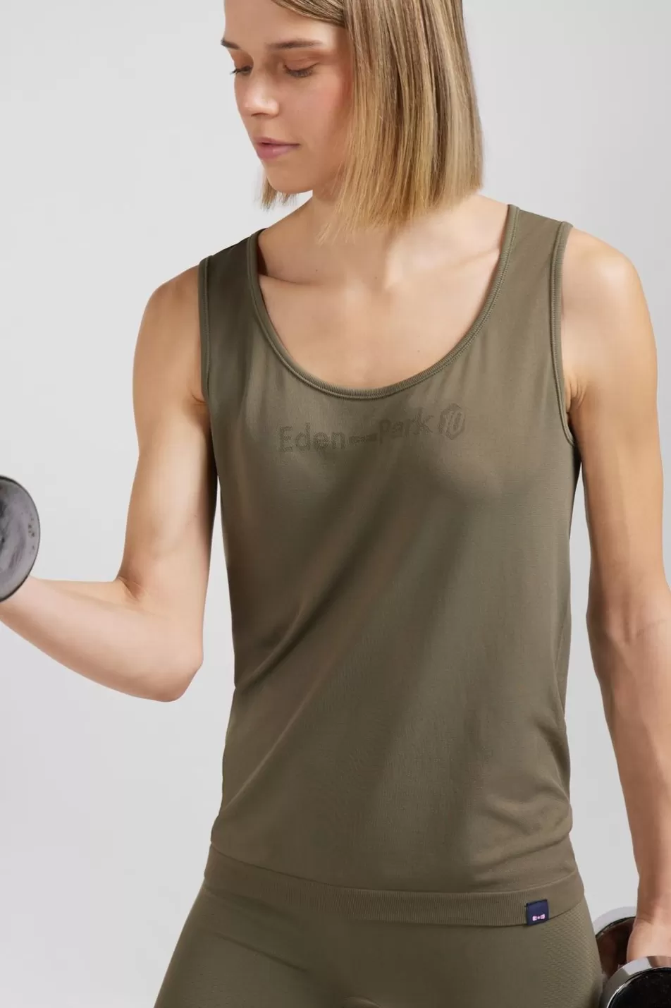 T-Shirts | Eden Park Khaki Green Sports Tank Top