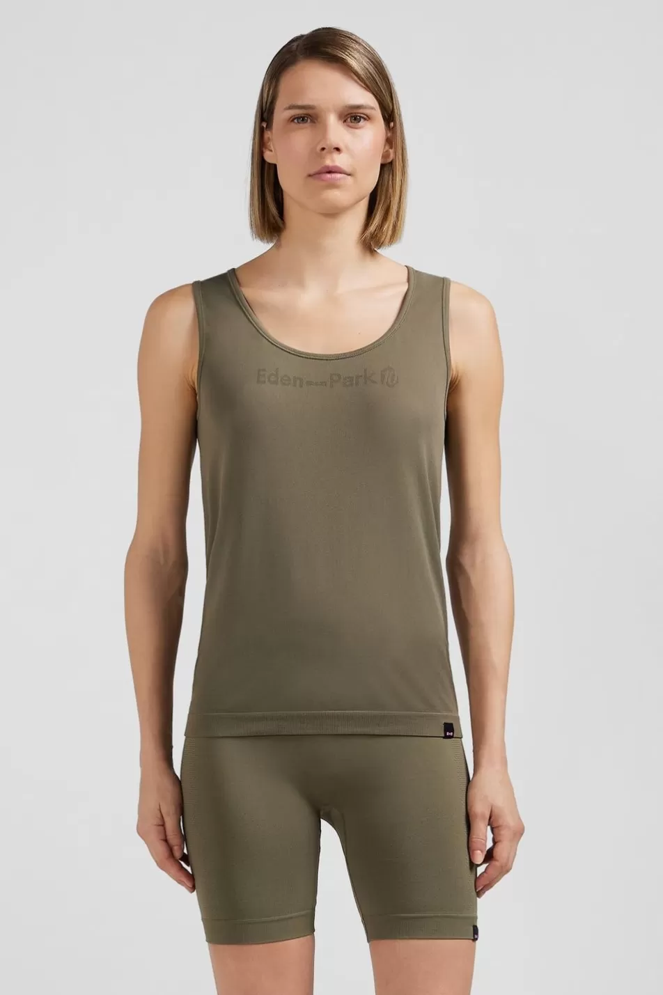 T-Shirts | Eden Park Khaki Green Sports Tank Top