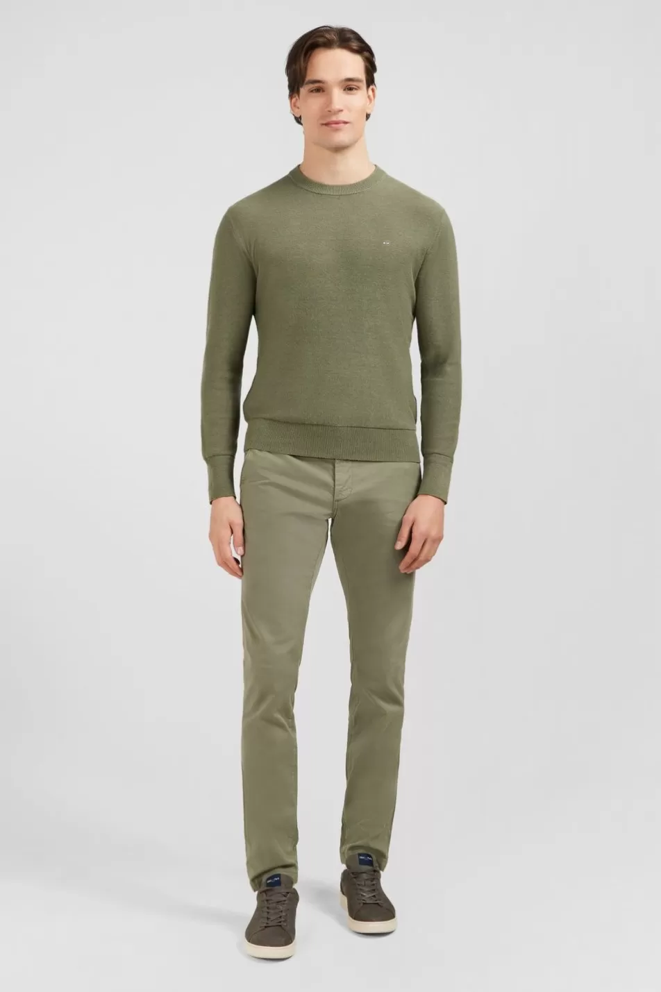 Sweaters | Eden Park Khaki Jumper In A Linen Blend