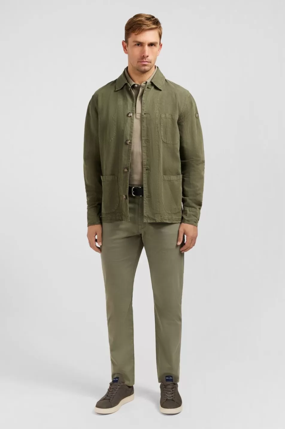 Coats | Eden Park Khaki Overshirt With Patch Pockets In Classic Cut