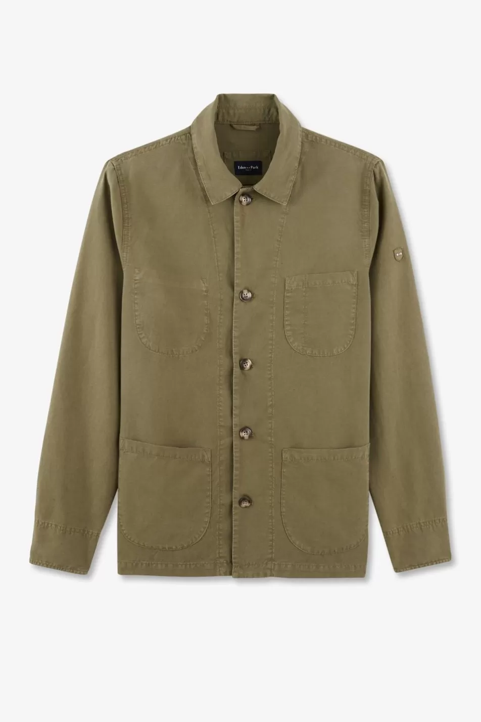 Coats | Eden Park Khaki Overshirt With Patch Pockets In Classic Cut