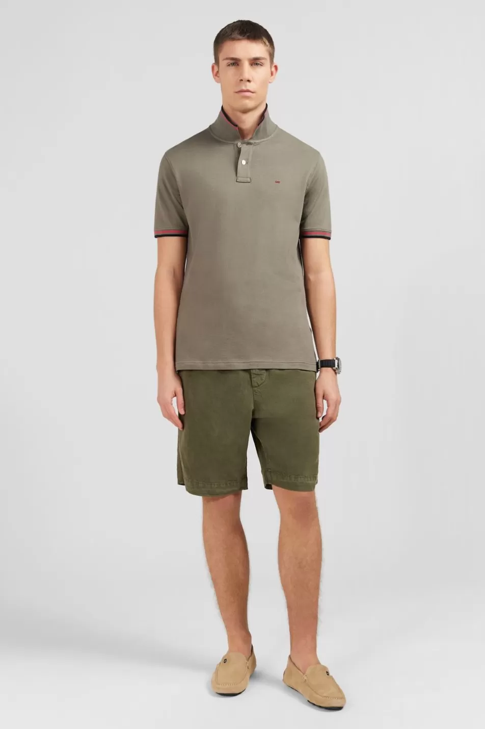 Polos | Eden Park Khaki Polo Shirt In Pima Cotton