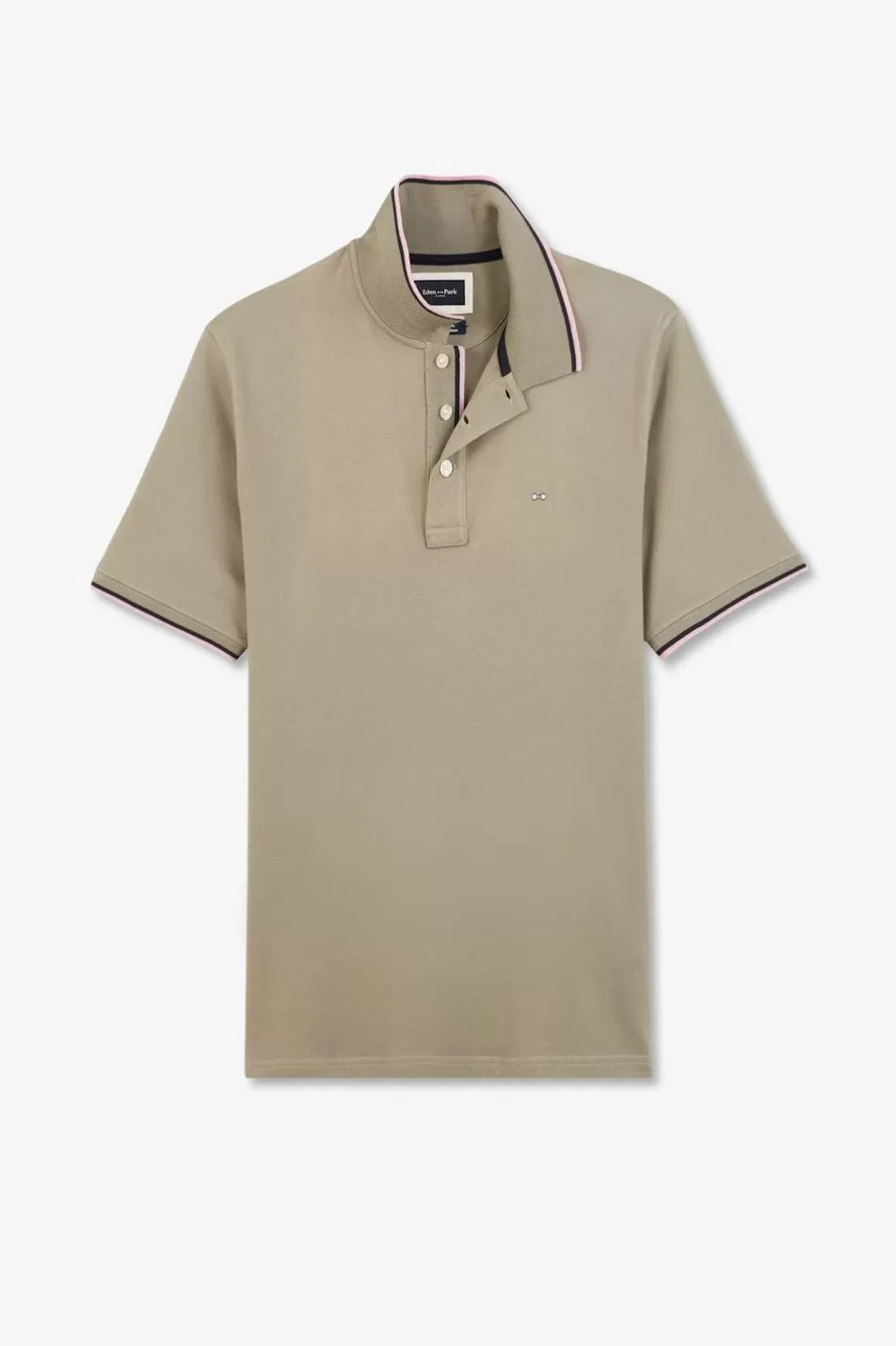 Polos | Eden Park Khaki Polo Shirt In Pima Cotton