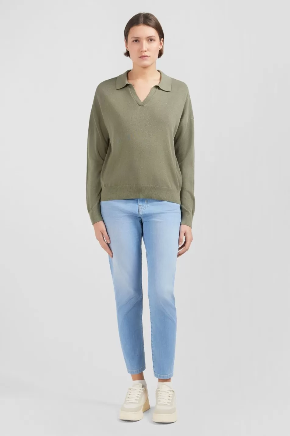 Sweaters | Eden Park Khaki Polo-Neck Jumper