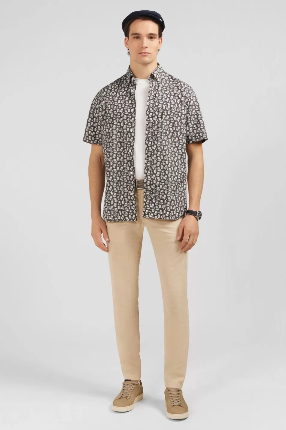 Short-Sleeved Shirts | Eden Park Khaki Shirt With Flower Print