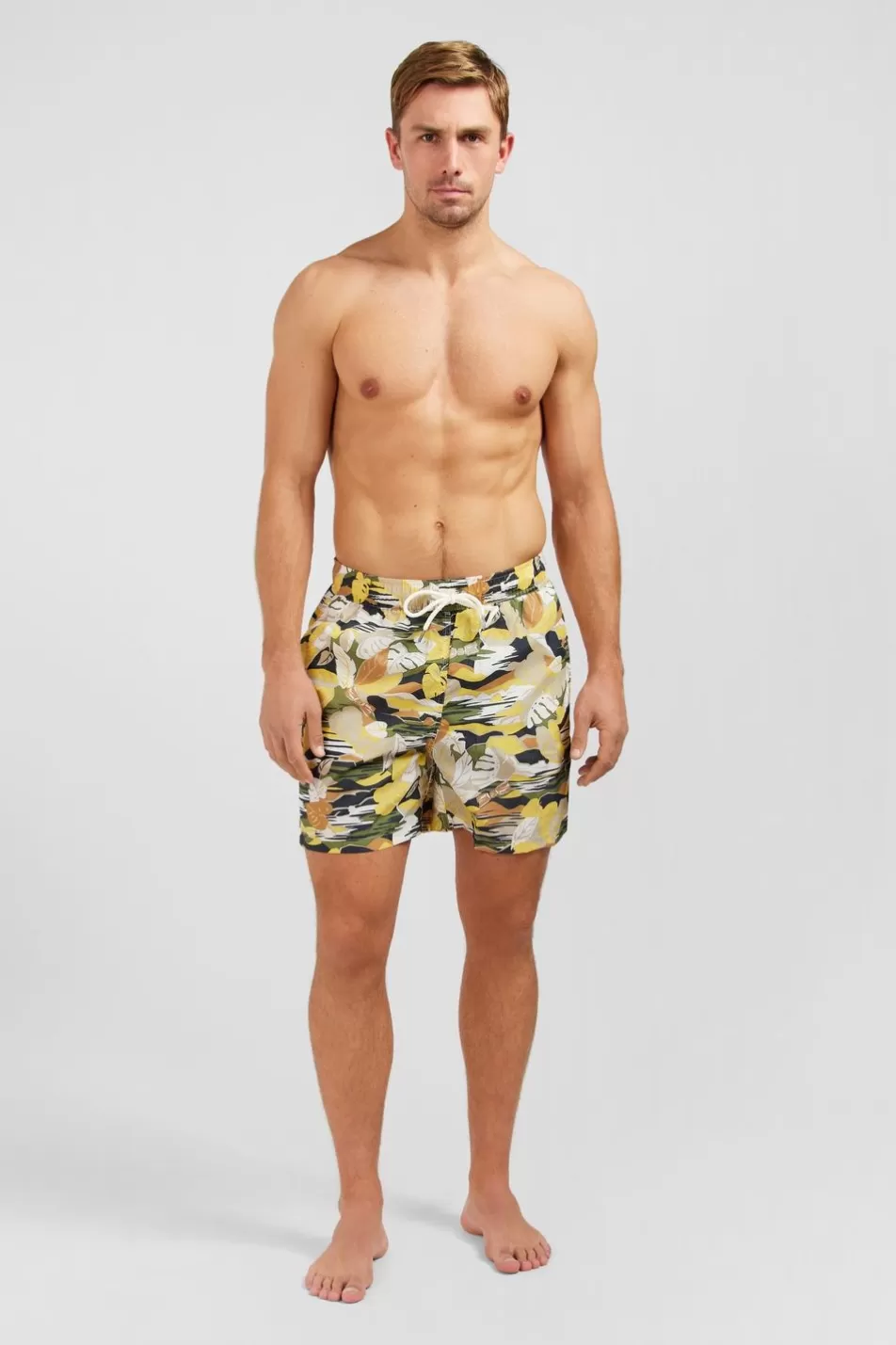 Swimwear | Eden Park Khaki Swim Shorts With Exclusive Tropical Print