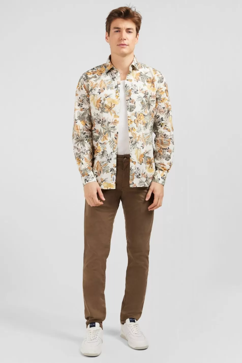 Shirts | Eden Park Leaf Printed Cotton Voile Shirt