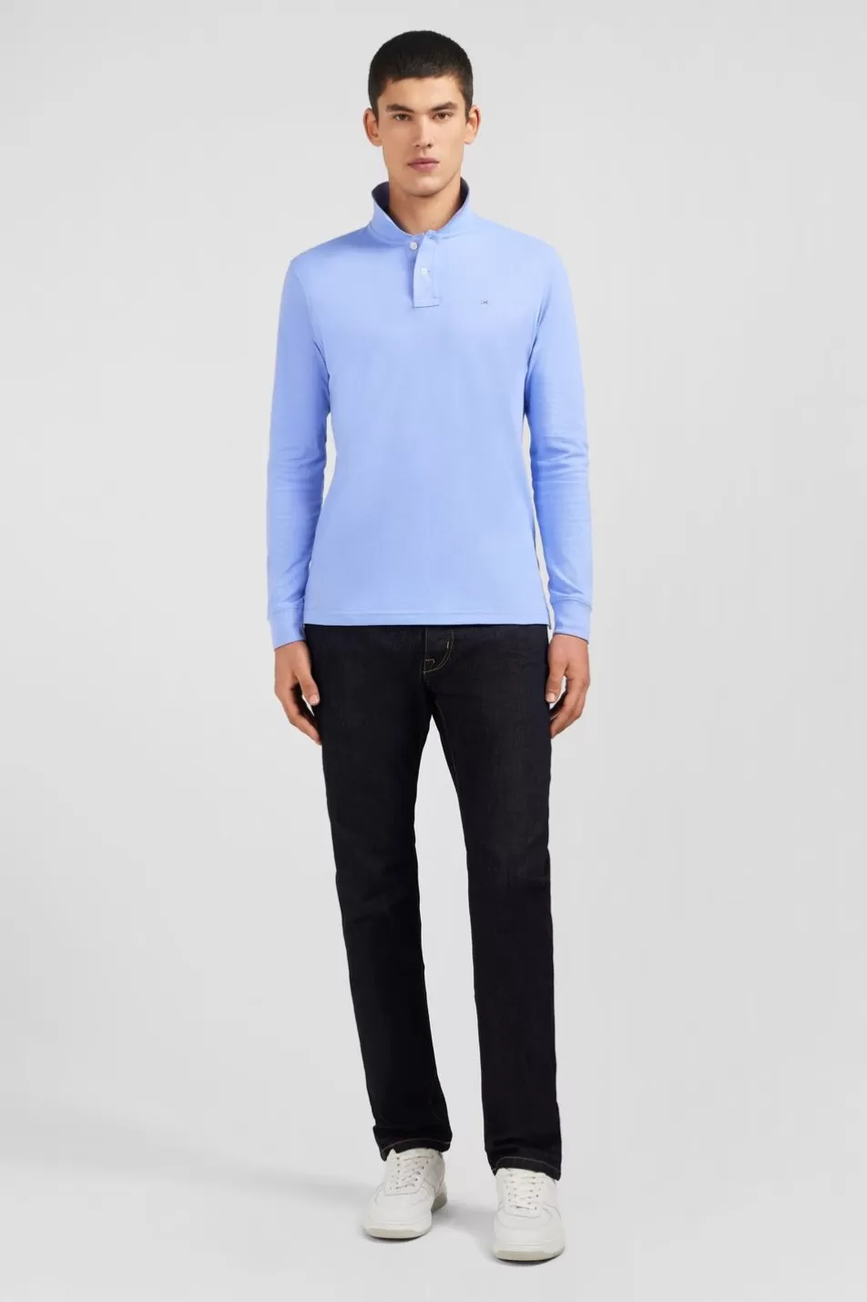 Polos | Eden Park Light Blue Cotton Polo With Contrasting Neck