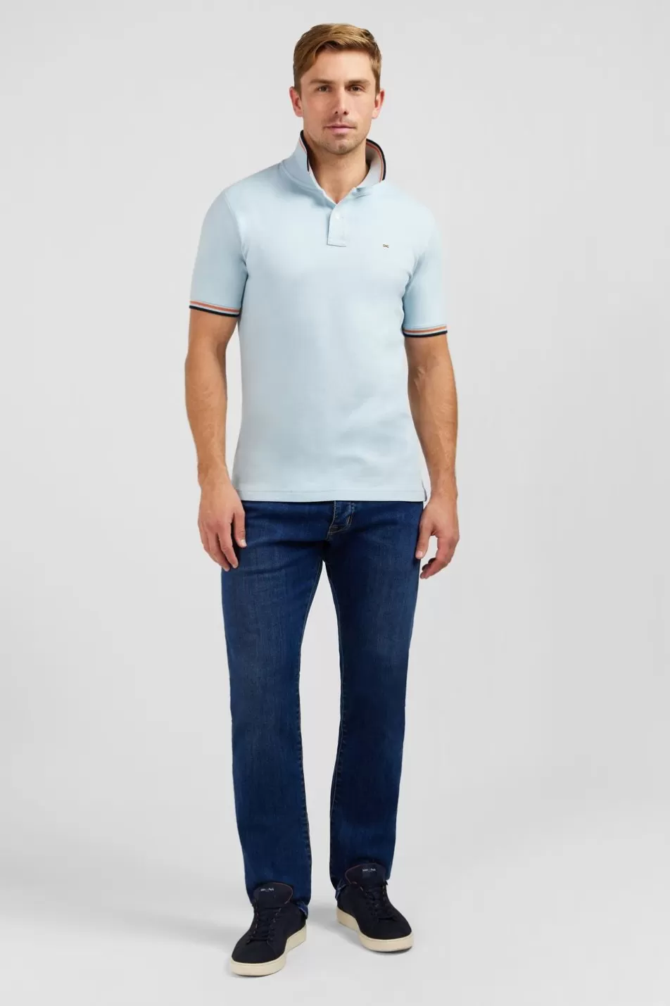 Polos | Eden Park Light Blue Polo Shirt In Cotton Pique