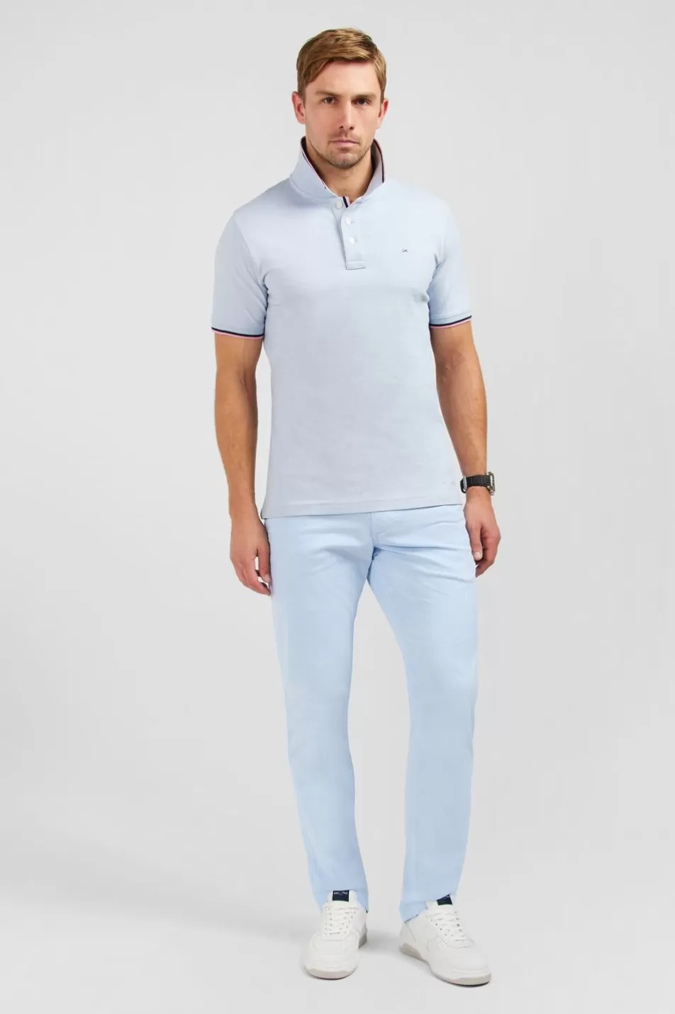 Polos | Eden Park Light Blue Polo Shirt In Pima Cotton