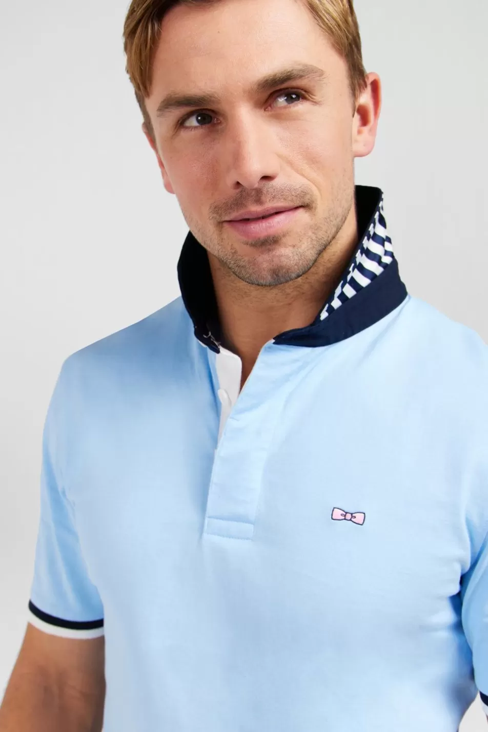 Rugby Shirts | Eden Park Light Blue Rugby Shirt With Bow Tie Embroidery On Back