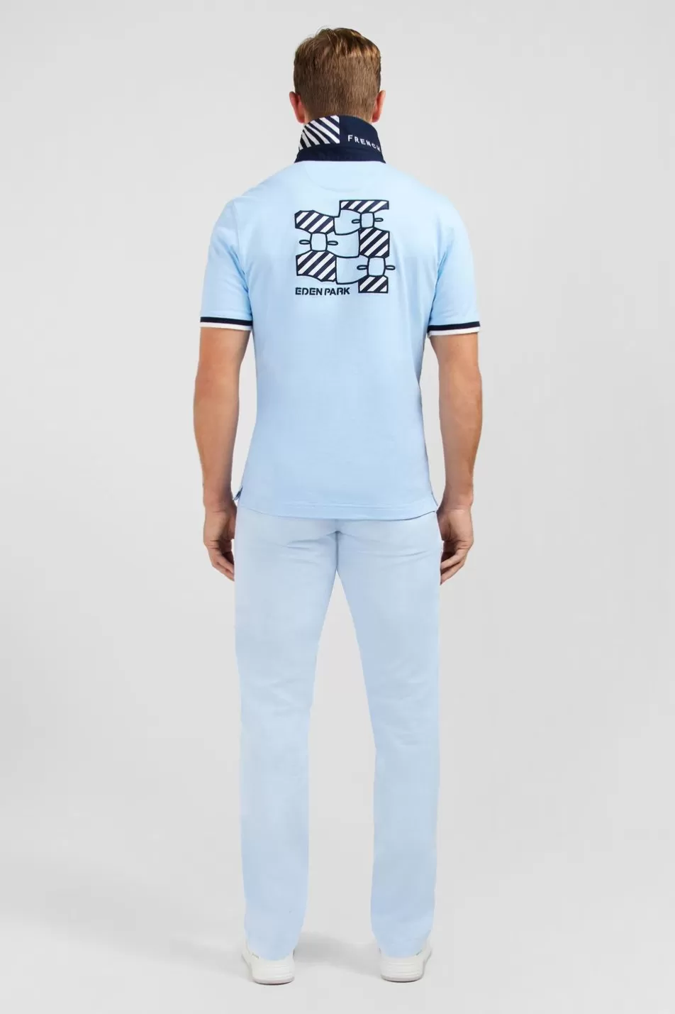 Rugby Shirts | Eden Park Light Blue Rugby Shirt With Bow Tie Embroidery On Back